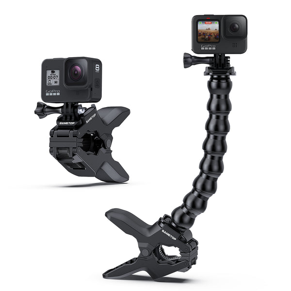 Sametop Jaws Flex Clamp Mount with Adjustable Gooseneck Compatible with GoPro Hero 10, 9, 8, 7, 6, 5, 4, Session, 3+, 3, 2, 1, Max, Hero (2018), Fusion, DJI Osmo Action Cameras